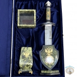 Набор подарочный настольный - часы с кинжалом, пепельницей и пеналом "Гудвин-3"