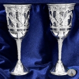 Набор серебряных рюмок для водки или коньяка "Алтай-6" (2 шт) (объем 1 рюмки 55 мл)