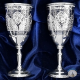 Набор серебряных рюмок для водки или коньяка "Жасмин-4" (2 шт) (объем 1 рюмки 75 мл)