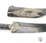 Нож серебряный ручной работы с Дамасской сталью "Властелин"