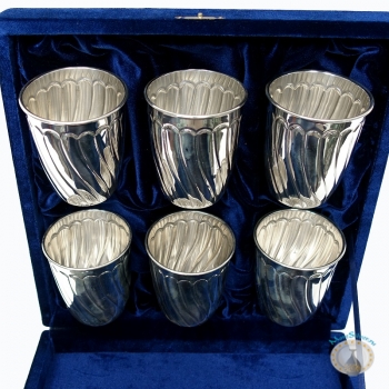 Набор серебряных стаканов "Волна-2" (6 шт) (объем 1 стакана 260 мл)