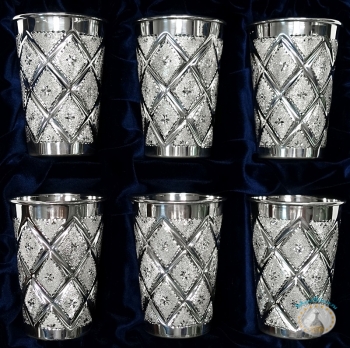 Набор серебряных стаканов "Алмазная грань" (6 шт)
