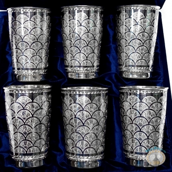 Набор серебряных стаканов "Бриз" (6 шт) (объем 1 стакана 330 мл)
