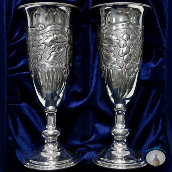 Набор серебряных бокалов "Лоза" (2 шт) (объем 1 бокала 180 мл)