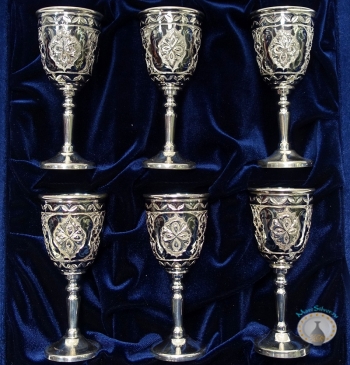 Набор серебряных рюмок для водки или коньяка "Легенда" (6 шт) (объем 1 рюмки 50 мл)