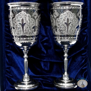 Набор серебряных бокалов "Династия" (2 шт) (объем 1 бокала 330 мл)