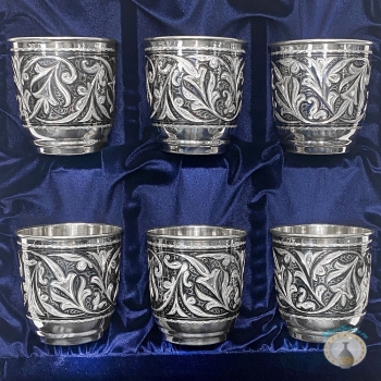 Набор серебряных стаканов "Вернисаж" (6 шт) (объем 1 стакана 230 мл)
