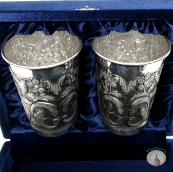 Набор серебряных стаканов "Кардинал-3" (2 шт) (объем 1 стакана 220 мл)