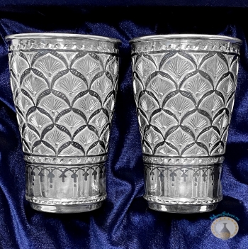 Набор серебряных стаканов "Фантазия" (2 шт) (объем 1 стакана 330 мл)