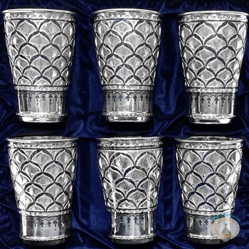 Набор серебряных стаканов "Фантазия" (6 шт) (объем 1 стакана 330 мл)