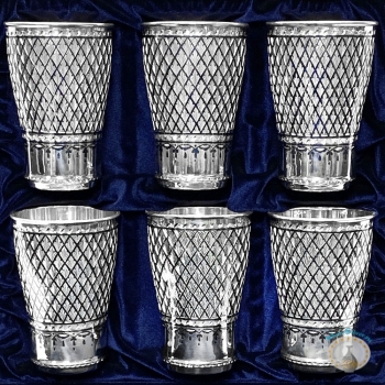 Набор серебряных стаканов "Фантазия-2" (6 шт) (объем 1 стакана 330 мл)