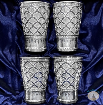 Набор серебряных стаканов "Фантазия" (4 шт) (объем 1 стакана 330 мл)