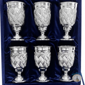 Набор серебряных стаканов "Белая ночь" (6 шт) (объем 1 стакана 310 мл)