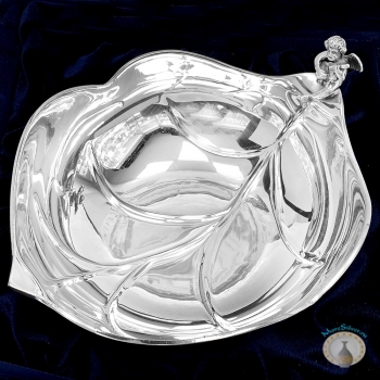 Серебряная ваза-фруктовница-конфетница "Ангелочек с гитарой-2"