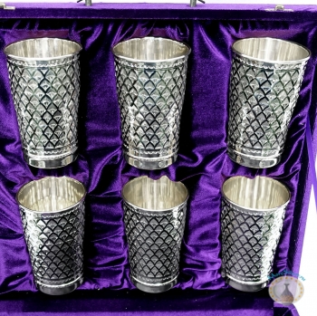  Набор серебряных стаканов "Зима-2" (6 шт) (объем 1 стакана 330 мл)