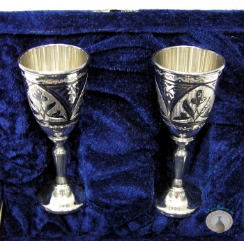 Набор серебряных рюмок для водки или коньяка "Акварель" (2 шт)