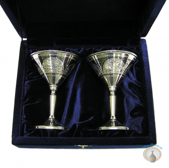 Набор серебряных бокалов "Мартини" (2 шт) (объем 1 бокала 80 мл)