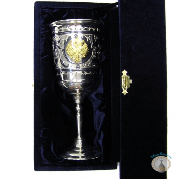 Серебряный бокал с позолоченным гербом России "Патриарх-3"