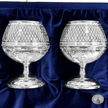 Набор серебряных бокалов для коньяка "Виллис" (2 шт) (объем 1 бокала 180 мл)