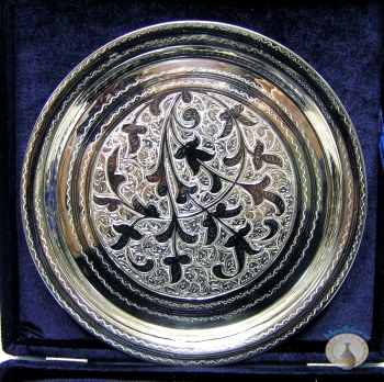 Серебряная тарелка-поднос "Сибирь"