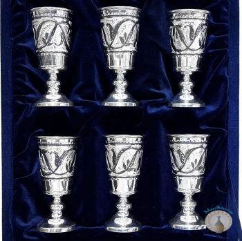 Набор серебряных рюмок для водки или коньяка "Гранд-4" (6 шт) (объем 1 рюмки 50 мл)