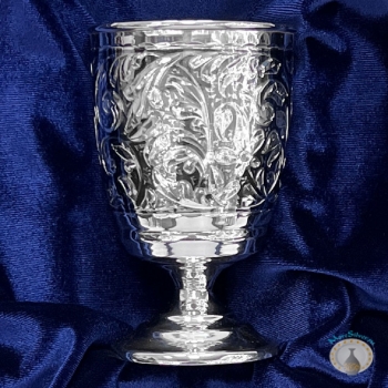 Серебряный бокал для виски или коньяка "Герань-2" (объем 250 мл)