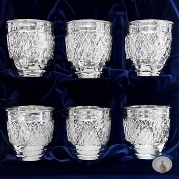 Набор серебряных стаканов "Зима-3" без чернения (6 шт) (объем 1 стакана 230 мл)