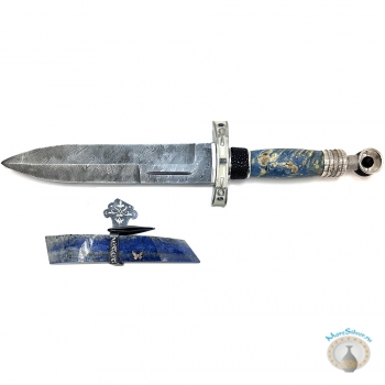 Серебряный нож "Властелин-2" (серебро, золото, бриллианты, топазы, агат, лазурит)