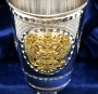 Серебряная рюмка для водки или коньяка с позолоченным гербом России "Ветеран-2" (объем 50 мл) - фото 3