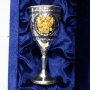 Серебряная рюмка для водки или коньяка с позолоченным гербом России "Держава-3"   (объем 50 мл) - фото 1