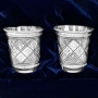 Набор серебряных стопок для водки или коньяка "Алмазная грань-2" (2 шт) (объем 1 стопки 50 мл) - фото 1