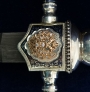 Эксклюзивный кинжал "Империя" с дамасской сталью, авторская работа, использованы серебро, золото, 84 бриллианта, кость бивня моржа, кость мамонта - фото 5