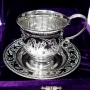 Набор серебряных чашек чайных с блюдцами "Рассвет-2" (6 шт, 12 предметов) (объем 1 чашки 180 мл) - фото 3