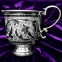 Набор серебряных чашек чайных с блюдцами "Рассвет-2" (6 шт, 12 предметов) (объем 1 чашки 180 мл) - фото 4