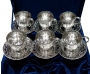 Набор серебряных чашек чайных с блюдцами "Рассвет-2" (6 шт, 12 предметов) (объем 1 чашки 180 мл) - фото 1