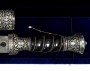 Эксклюзивный кинжал "Легенда" с дамасской сталью, авторская работа, использованы серебро, золото, 16 бриллиантов, бирюза, хризопраз, кость рога буйвола, кожа электрического ската - фото 1