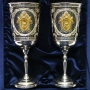 Набор серебряных бокалов с позолоченным гербом "Следственный комитет" (2 шт) - фото 1