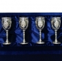 Набор серебряных рюмок для водки или коньяка "Легенда" (4 шт) (объем 1 рюмки 50 мл) - фото 1