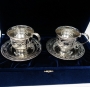 Набор серебряных чашек чайных с блюдцами "Рассвет-2" (2шт, 4 предмета) объем 1 чашки 180 мл - фото 1