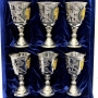 Набор серебряных рюмок для водки или коньяка с позолоченным гербом России "Адмирал" (6 шт) (объем 1 рюмки 50 мл) - фото 2