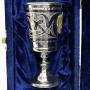 Серебряная рюмка для водки или коньяка с позолоченным гербом России "Гранд-2" (объем 75 мл) - фото 1