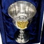 Серебряная рюмка для водки или коньяка с позолоченным гербом России "Сияние-3" (объем 60 мл) - фото 1