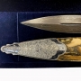 Кинжал "Беринг-2" с бриллиантами, серебром, золотом, черным жемчугом, натуральными сапфирами, горным хрусталем, вставки из кости бивня мамонта, дамасской сталью - фото 2