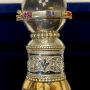 Кинжал "Беринг-2" с бриллиантами, серебром, золотом, черным жемчугом, натуральными сапфирами, горным хрусталем, вставки из кости бивня мамонта, дамасской сталью - фото 5