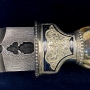Кинжал "Беринг-2" с бриллиантами, серебром, золотом, черным жемчугом, натуральными сапфирами, горным хрусталем, вставки из кости бивня мамонта, дамасской сталью - фото 8