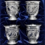 Набор серебряных стопок для водки или коньяка "Звездный-4" (4 шт) (объем 1 стопки 45 мл) - фото 1