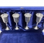 Набор серебряных рюмок для водки или коньяка "Алмазная грань-2" (4 шт) (объем 1 рюмки 50 мл) - фото 1