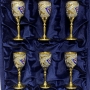 Набор серебряных рюмок для водки или коньяка "Горячая эмаль" (6 шт) (объем 30 мл) - фото 1