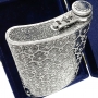 Серебряная фляжка (фляга) двусторонняя "Прибой" (объем 250 мл) - фото 1