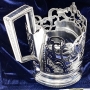 Набор серебряных подстаканников с хрустальным стаканом "Прибой-3" (6 шт) - фото 2